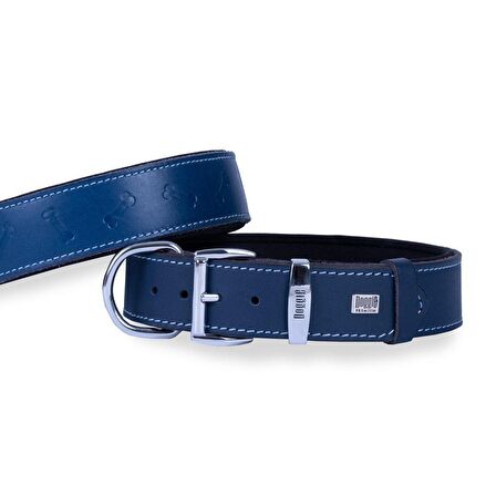 Doggie Deri Kemik Desenli Boyun Tasması S 4x47-55cm Royal Mavi