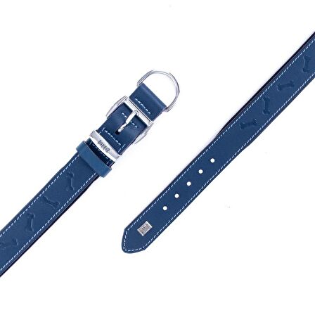 Doggie Deri Kemik Desenli Boyun Tasması S 4x47-55cm Royal Mavi