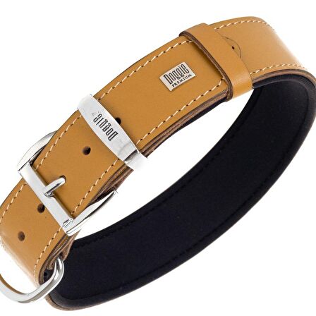 Doggie Konforlu Gerçek Deriden El Yapımı Kemik Süslü Köpek Boyun Tasması 4x47-55cm Camel