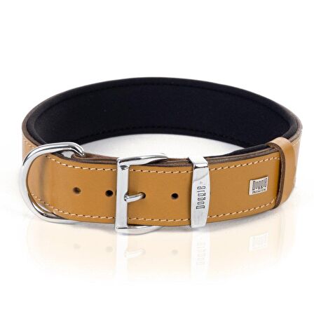 Doggie Konforlu Gerçek Deriden El Yapımı Kemik Süslü Köpek Boyun Tasması 4x47-55cm Camel