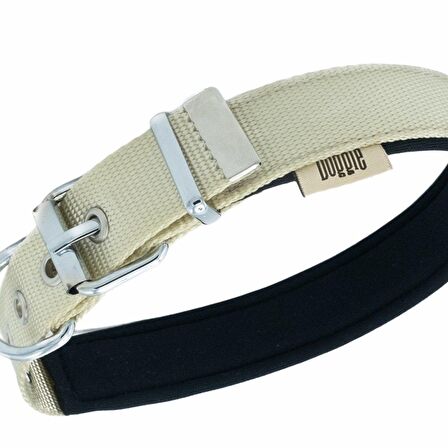 Doggie Konforlu Dokumadan El Yapımı Çivili Köpek Boyun Tasması 2,5x37-45cm K.Haki