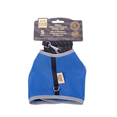 Cattie Havalı Dokuma Kedi Göğüs & Gezdirme Takımı Royalmavi Small 1x20-30 Cm
