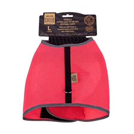 Cattie Havalı Dokuma Kedi Göğüs & Gezdirme Takımı Pembe Large 1.5x30-40 Cm