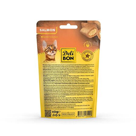 Delibon Crunchy İçi Dolgulu Bisküvi Somonlu Kedi Ödülü 60gr