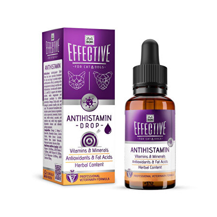 DELİBON EFFECTİVE KEDİ VE KÖPEK TAKVİYE ÜRÜNLERİ ANTİHİSTAMİNİK ETKİ 50ML