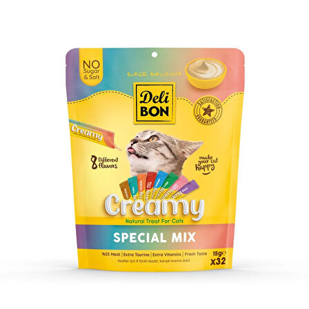 Delibon Creamy Karışık Ödül Maması Çeşit 15gr (32 Adet)