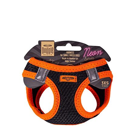 Doggie Havalı Dokuma Neon Serisi Küçük Irk Göğüs Tasması Turuncu 3XS-22-26Cm