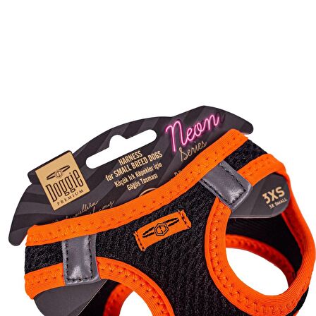 Doggie Havalı Dokuma Neon Serisi Küçük Irk Göğüs Tasması Turuncu 3XS-22-26Cm