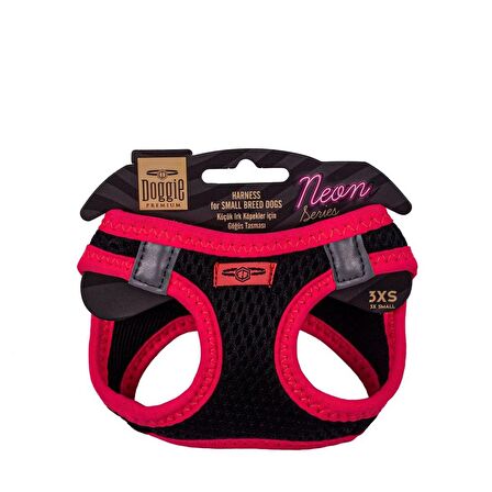 Doggie Havalı Dokuma Neon Serisi Küçük Irk Göğüs Tasması Pembe 3XS-22-26Cm