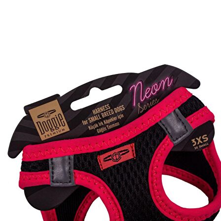 Doggie Havalı Dokuma Neon Serisi Küçük Irk Göğüs Tasması Pembe 3XS-22-26Cm