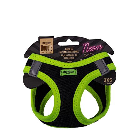 Doggie Havalı Dokuma Neon Serisi Küçük Irk Göğüs Tasması Sarı 2XS-26-30Cm