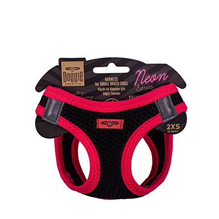 Doggie Havalı Dokuma Neon Serisi Küçük Irk Göğüs Tasması Pembe 2XS-26-30Cm