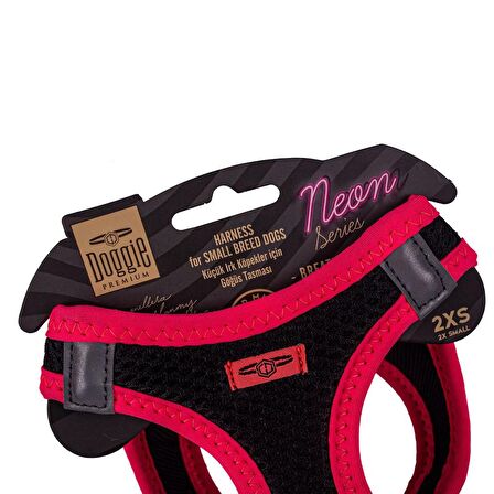 Doggie Havalı Dokuma Neon Serisi Küçük Irk Göğüs Tasması Pembe 2XS-26-30Cm