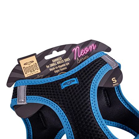 Doggie Havalı Dokuma Neon Serisi Küçük Irk Göğüs Tasması Mavi S-32-38Cm