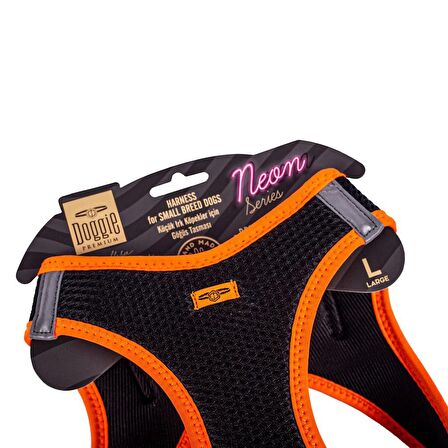 Doggie Havalı Dokuma Neon Serisi Küçük Irk Göğüs Tasması Turuncu L-42-48Cm