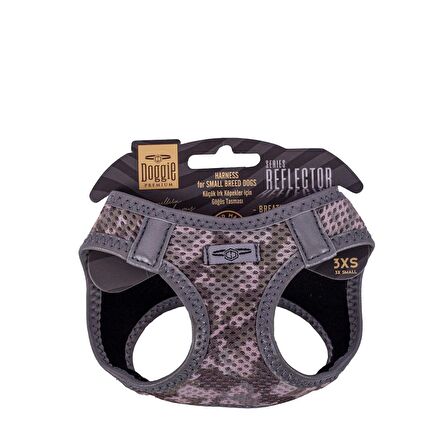 Doggie Havalı Dokuma Reflektör Serisi Küçük Irk Göğüs Tasması Kamuflaj 3XS-22-26Cm