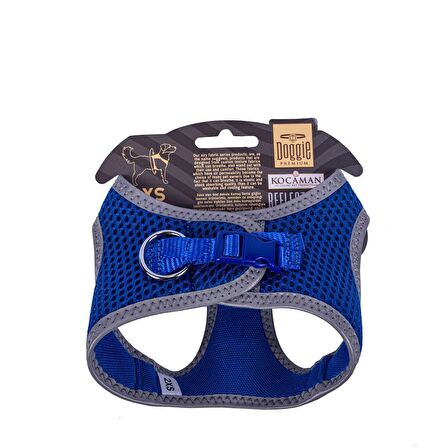 Doggie Havalı Dokuma Reflektör Serisi Küçük Irk Göğüs Tasması Mavi 2XS-26-30Cm