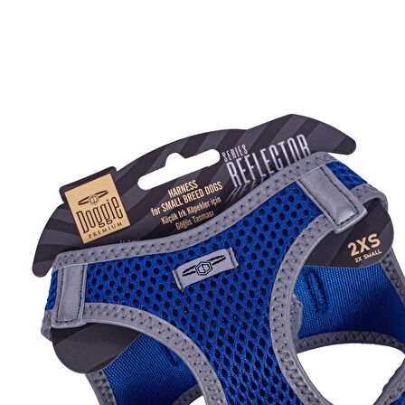 Doggie Havalı Dokuma Reflektör Serisi Küçük Irk Göğüs Tasması Mavi 2XS-26-30Cm