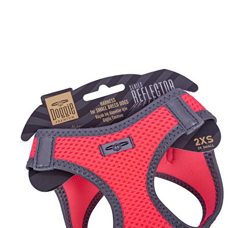 Doggie Havalı Dokuma Reflektör Serisi Küçük Irk Göğüs Tasması Pembe 2XS-26-30Cm