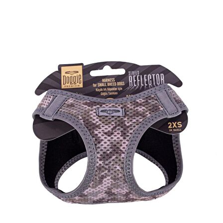 Doggie Havalı Dokuma Reflektör Serisi Küçük Irk Göğüs Tasması Kamuflaj 2XS-26-30Cm