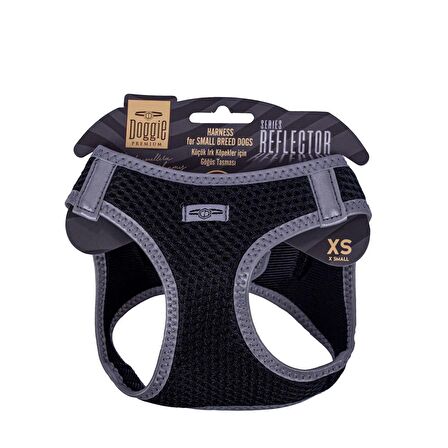 Doggie Havalı Dokuma Reflektör Serisi Küçük Irk Göğüs Tasması Siyah XS-30-34Cm