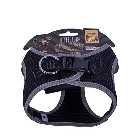 Doggie Havalı Dokuma Reflektör Serisi Küçük Irk Göğüs Tasması Siyah XS-30-34Cm