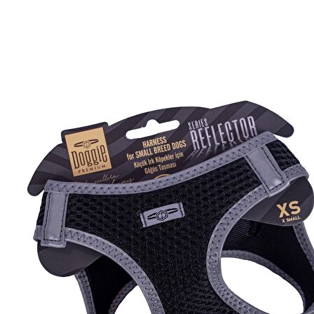 Doggie Havalı Dokuma Reflektör Serisi Küçük Irk Göğüs Tasması Siyah XS-30-34Cm