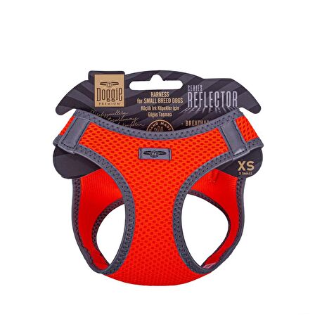 Doggie Havalı Dokuma Reflektör Serisi Küçük Irk Göğüs Tasması Turuncu XS-30-34Cm