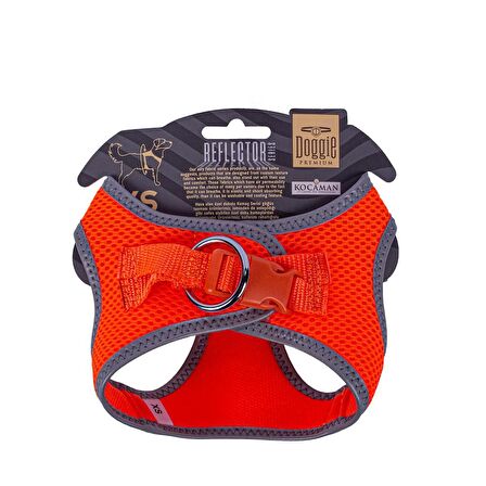 Doggie Havalı Dokuma Reflektör Serisi Küçük Irk Göğüs Tasması Turuncu XS-30-34Cm