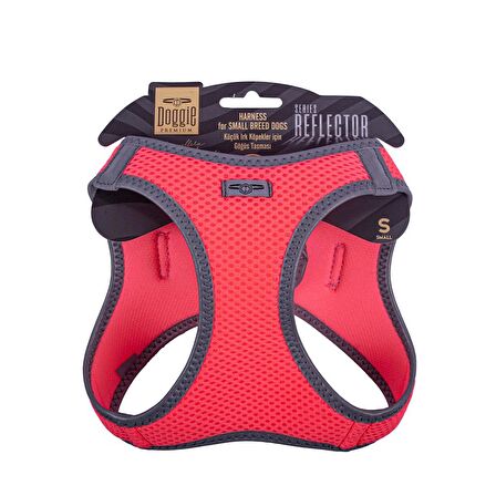 Doggie Havalı Dokuma Reflektör Serisi Küçük Irk Göğüs Tasması Pembe S-32-38Cm