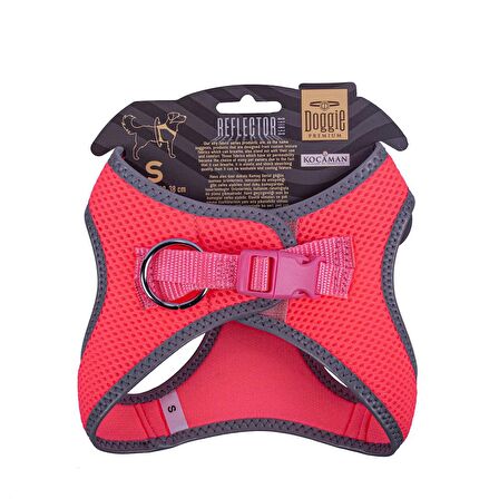Doggie Havalı Dokuma Reflektör Serisi Küçük Irk Göğüs Tasması Pembe S-32-38Cm