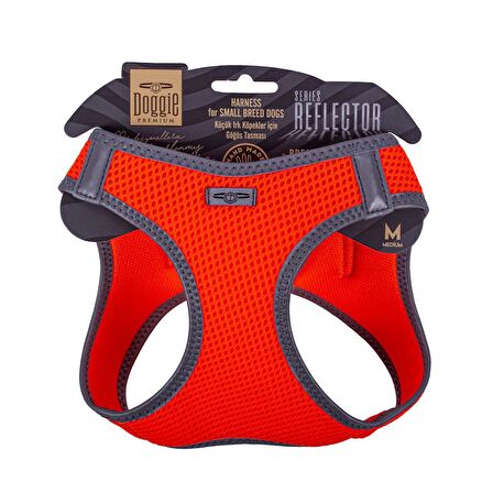 Doggie Havalı Dokuma Reflektör Serisi Küçük Irk Göğüs Tasması Turuncu M-38-44Cm