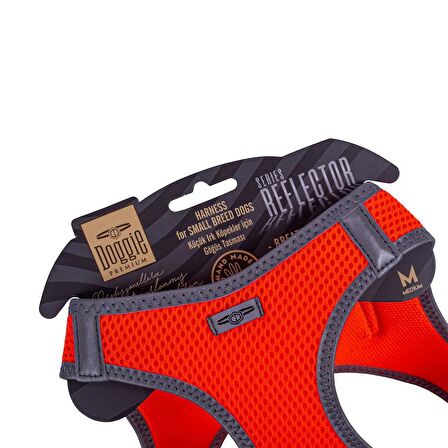 Doggie Havalı Dokuma Reflektör Serisi Küçük Irk Göğüs Tasması Turuncu M-38-44Cm