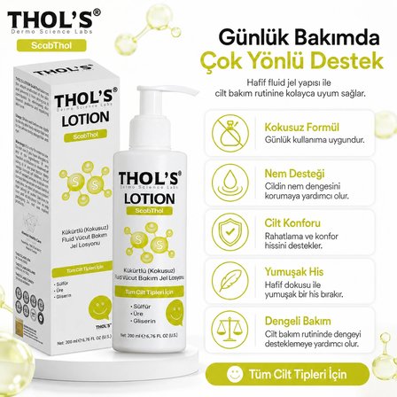 THOL'S LOTION ScabThol (TB13) - 200 ml  Kükürtlü (Kokusuz) Fluid Vücut Bakım Jel Losyonu