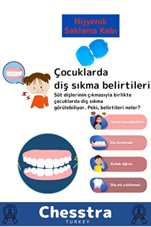 Kutulu Diş Çene Sıkma Gıcırdatma Gece Plağı Koruyucu Önleyici Dişlik Uyku Silikon Aparatı 3 Adet
