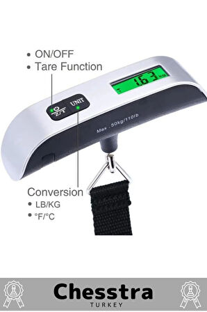 Seyahat Bavul Ağırlık Tartı Dijital Lcd Ekran Göstergeli Çok Amaçlı Taşınabilir Pilli Bagaj Tartısı