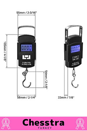 Lcd Ekran Seyahat Bavul Ağırlık El Terazi Dijital Çok Amaçlı Taşınabilir Askılı Pilli Bagaj Tartısı