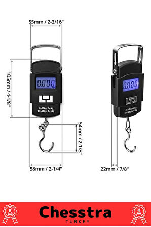 Lcd Ekran Seyahat Bavul Ağırlık El Terazi Dijital Çok Amaçlı Taşınabilir Askılı Pilli Bagaj Tartısı