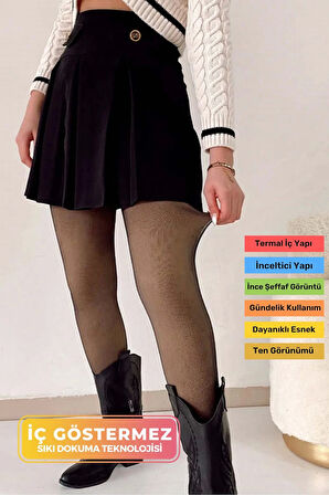 Yeni Sezon Toparlayıcı Korse Etkili Rahat Şık Sıcak Tutan İçi Peluş Termal Ten Görünümlü Tayt Çorap