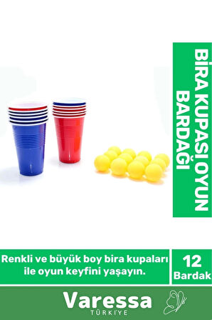 Premium Seri Eğlenceli Özel Gün Beer Pong Renkli Büyük 12 Toplu Oyun Bardağı