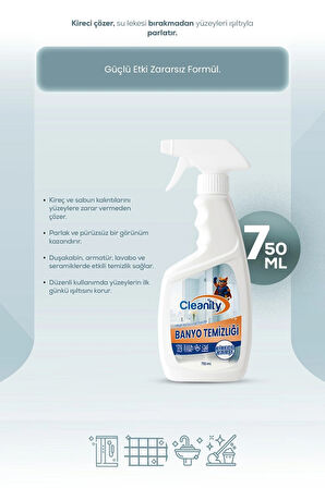 Banyo Temizliği 750 ml | Kireç, Sabun ve Su Lekelerine Karşı Etkili Banyo Temizleyici