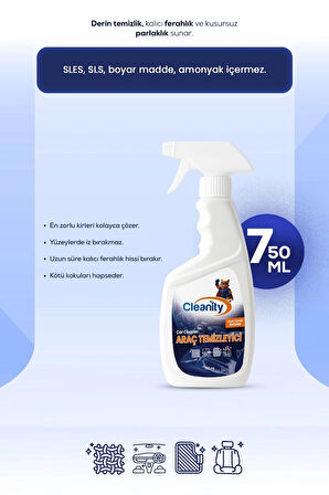 Araç Temizleyici - Car Cleaner 750 ml | Derinlemesine Temizlik ve Uzun Süreli Ferahlık