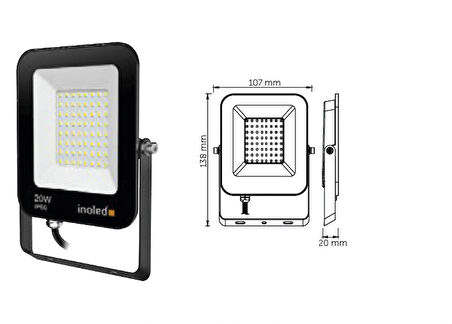 İnoled 7202-02 20 Watt LED Projektör - Gün Işığı (3000K)