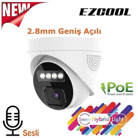 EZCOOL EZ-1045IPS 5MP 2.8MM HIBRIT POE SESLİ IP DOME KAMERA