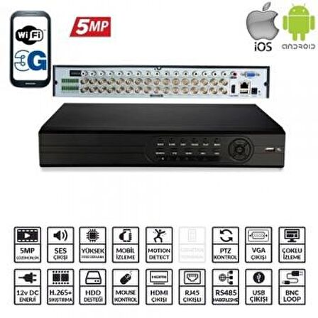 EZCOOL EZ-8732AHD 32KANAL 16SES 5MP 2HDD AHD XMEYE