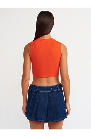 Dilvin Kadın Turuncu Kolsuz Crop Top T-shirt - 30125