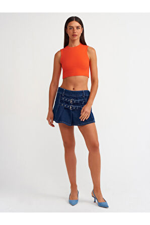 Dilvin Kadın Turuncu Kolsuz Crop Top T-shirt - 30125