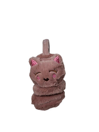 Spteks Kepp Kız Çocuk Koyu Pembe Renk Ayıcık Figürlü Sıcak Tutan Kışlık Peluş Kulaklık