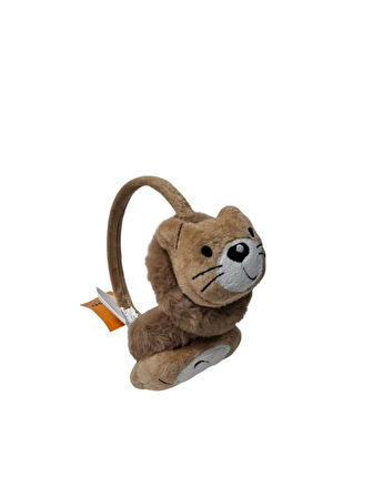 Spteks Kepp Model Unisex Çocuk Kahverengi Renk Kedi Figürlü Sıcak Tutan Kışlık Peluş Kulaklık