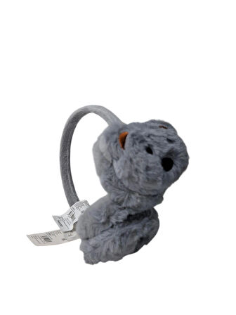 Spteks Kepp Model Unisex Çocuk Gri Renk Ayıcık Figürlü Sıcak Tutan Kışlık Peluş Kulaklık